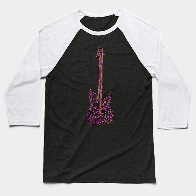 Music Notes Guitar Baseball T-Shirt by AlondraHanley